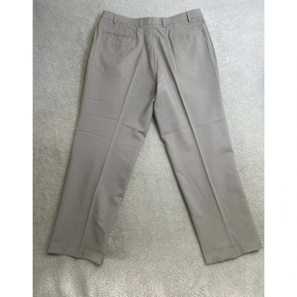 Ralph Lauren 100% Wool Pants Men's 36 x 30 Total Comfort Lightweight Cuffed‎ Tan